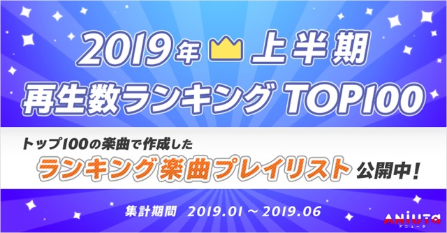 アニュータ「2019年 上半期楽曲再生ランキング」