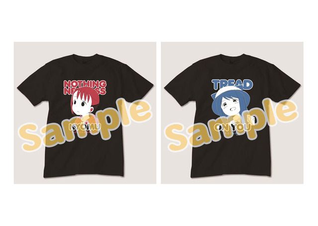 左：結衣の虚無Tシャツ　右：琴葉の「あなたを踏みます」Tシャツ 各3,000円（税込）（C）2017 カツヲ／ＫＡＤＯＫＡＷＡアスキー・メディアワークス／三ツ星カラーズ製作委員会