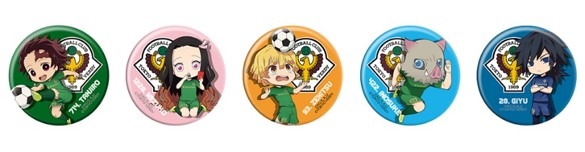 『鬼滅の刃』×東京ヴェルディ コラボ缶バッジ 5種 価格；540円（税込）※試合会場限定販売（C）吾峠呼世晴／集英社・アニプレックス・ufotable