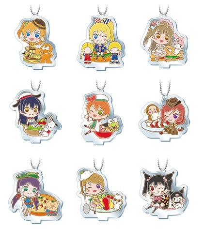 「ラブライブ！シリーズ×サンリオキャラクターズカフェ」アクリルキーホルダー（μ's）     ランダム 9 種 500 円（C）2013 PL! （C）2017 PL!S  （C）'76,'79,'84,'86,'88,'89,'92,'93,'96,'98,'01,'05,'12,'14,'19 SANRIO CO., LTD.