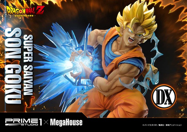 「メガプレミアムマスターライン ドラゴンボールZ 孫悟空（超サイヤ人）」通常版127,000円（税別）DX版155,000円（税別）（C）バードスタジオ／集英社・東映アニメーション（C）バードスタジオ／集英社・東映アニメーション