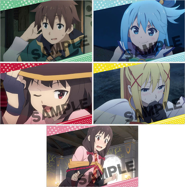 「『映画 この素晴らしい世界に祝福を！ 紅伝説』カフェ」限定ポストカード（全5種）（C）2019 暁なつめ・三嶋くろね／KADOKAWA／映画このすば製作委員会