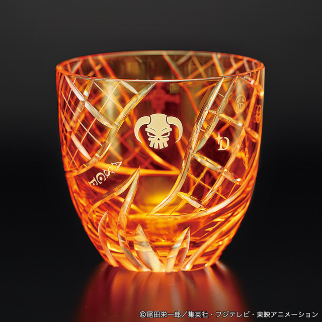 『ONE PIECE』「ワンピース江戸切子グラス」橙火の鎮魂歌（ともしびのレクイエム）／エースモデル29,800円（税別）（C）尾田栄一郎／集英社・フジテレビ・東映アニメーション