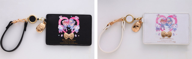【ふたりはプリキュア×ハローキティ レザーシリーズ】レザーパスケース ブラック/ホワイト　各3,600円（C） 1976, 2019 SANRIO CO., LTD. 著作株式会社サンリオ