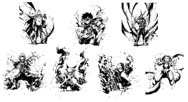 『僕のヒーローアカデミア』水墨画アート（C）堀越耕平／集英社・僕のヒーローアカデミア製作委員会