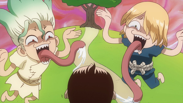 『Dr．STONE』第13話「仮面の戦士」先行カット（C）米スタジオ・Boichi／集英社・Dr.STONE製作委員会