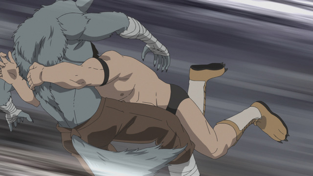 『旗揚！けものみち』第1話「レスラー×召喚」（C）2019 暁なつめ／まったくモー助／夢唄／KADOKAWA／けものみち製作委員会