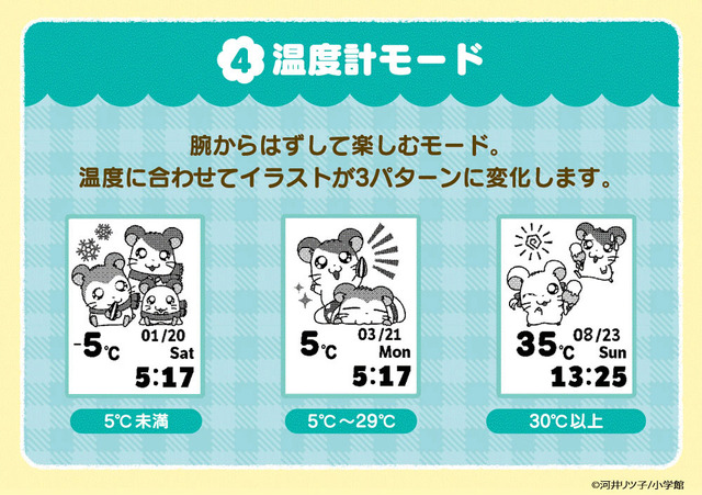 「とっとこハム太郎×smart canvas（スマートキャンバス）デジタル腕時計」31,900円(税込)(送料・手数料別途)／「とっとこハム太郎 Smart Canvas(スマートキャンバス) 腕時計ベルト」4,950円(税込)(送料・手数料別途)（C）土日月・とよた瑣織／KADOKAWA／慎重勇者製作委員会