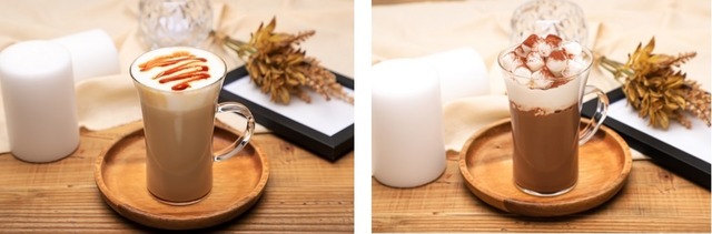 「BANANA FISH Cafe and Bar - winter in NY -」ホットキャラメルラテ 　 990円　ホットチョコレート  　990円