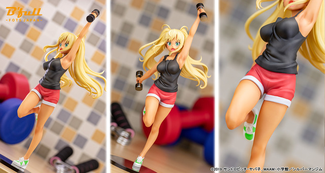 「ダンベル何キロ持てる？『紗倉ひびき』 塗装済み完成品フィギュア」11,000円（税別）（C）2019 サンドロビッチ・ヤバ子，MAAM・小学館／シルバーマンジム