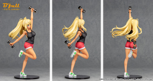 「ダンベル何キロ持てる？『紗倉ひびき』 塗装済み完成品フィギュア」11,000円（税別）（C）2019 サンドロビッチ・ヤバ子，MAAM・小学館／シルバーマンジム