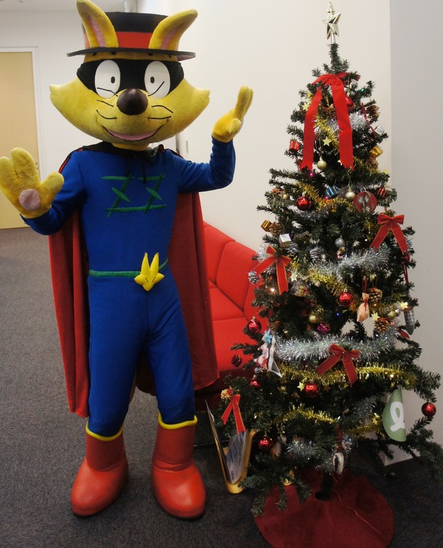 クリスマスツリーと記念撮影。