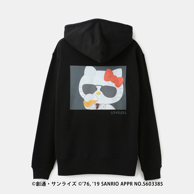 「ラブレス」×「ガンダムvsハローキティ」パーカ　18,000円（税別）（C）創通・サンライズ　（C）‘76,’19　SANRIO　著（株）　サンリオ