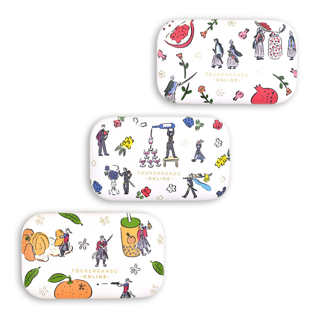 「小物ケース（ミニマルチケース）」陸奥守吉行とミカン、長船派とミックスベリー、和泉守兼定・歌仙兼定とザクロ 各1,600円（税抜）(C) 2015-2018 DMM GAMES/Nitroplus