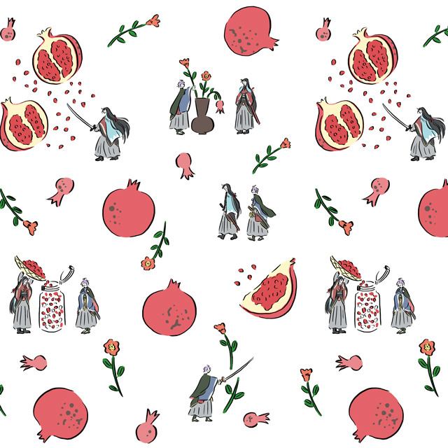 「和泉守兼定・歌仙兼定とザクロ 」(C) 2015-2018 DMM GAMES/Nitroplus