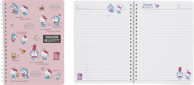 「DORAEMON HELLO KITTY」A5ノート｜605円（C）Fujiko-Pro （C）’76, ’19 SANRIO . 著作（株）サンリオ