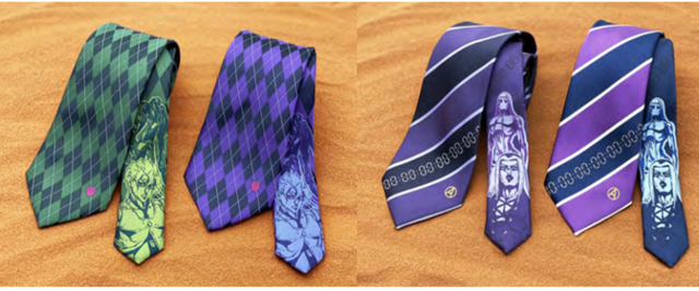 TVアニメ『ジョジョの奇妙な冒険 黄金の風』コラボ　ネクタイ 各￥1,990(税抜) （C）LUCKY LAND COMMUNICATIONS/集英社・ジョジョの奇妙な冒険 GW 製作委員会
