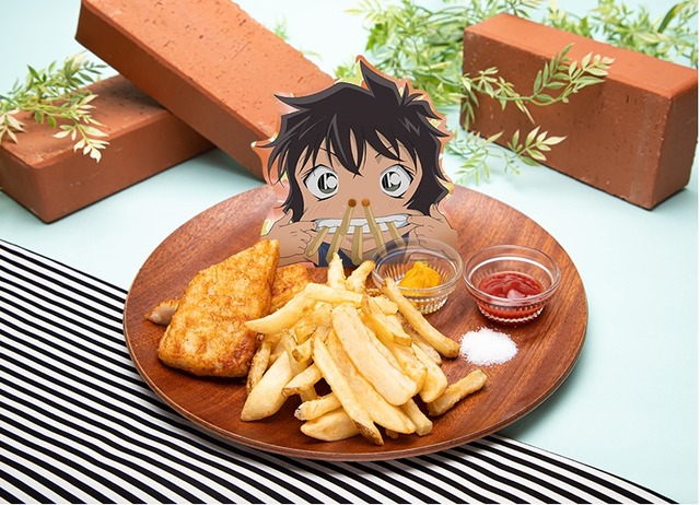 【赤井秀一カフェ（さざ波編）】「笑った顔が見てみたい…フィッシュ＆チップス」1,290円（C）青山剛昌／小学館・読売テレビ・TMS 1996（C）2020 青山剛昌／名探偵コナン製作委員会