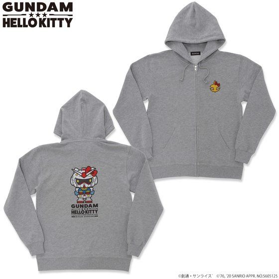「ガンダム VS ハローキティ 和解企画　ジップパーカー」各8,250円（税込）（C）創通・サンライズ （C）'76,'20 SANRIO（L)