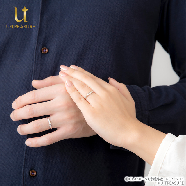 「【カードキャプターさくら】くま/ペアリング」右：（プラチナ950×K18ピンクゴールド、ピンクトルマリン）99,000円（税込）（プラチナ950、ピンクトルマリン）88,000円（税込）（K18ピンクゴールド、ピンクトルマリン）77,000円（税込）左：（プラチナ950、グリーントルマリン）88,000円（税込）（K18ピンクゴールド、グリーントルマリン）77,000円（税込）（C）CLAMP・ST/講談社・NEP・NHK（C）2014-2020 U-TREASURE All Rights Reserved.