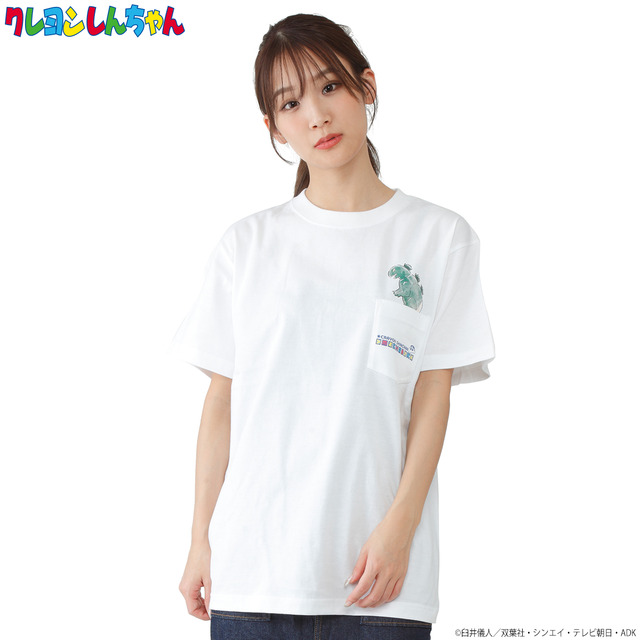 「クレヨンしんちゃん　OMOCHABOKO　ポケット付きTシャツ」各4,400円(税込)(送料・手数料別途)(C)臼井儀人／双葉社・シンエイ・テレビ朝日・ADK