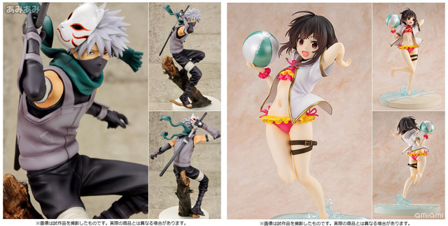 「G.E.M.シリーズ NARUTO-ナルト-疾風伝 はたけカカシ Ver.暗部 完成品フィギュア」参考価格：13,200円(税込)（C）岸本斉史 スコット／集英社・テレビ東京・ぴえろ＆「KDcolle この素晴らしい世界に祝福を！ めぐみん 原作版水着Ver. 1/7スケール完成品フィギュア」参考価格：15,180円(税込)（C）暁なつめ・三嶋くろね 発行：株式会社KADOKAWA