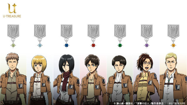 「【進撃の巨人】自由の翼」ピアス、イヤリング 各0.5セット12,100円（シルバー）、24,200円（K10イエローゴールド/K10ピンクゴールド）（各税込）（C）諫山創・講談社／「進撃の巨人」製作委員会（C）U-TREASURE