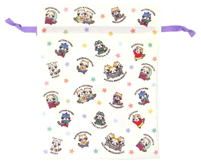 「クレヨンしんちゃん＆ラスカル」コラボレーショングッズ トラベル巾着（C）臼井儀人／双葉社・シンエイ・テレビ朝日・ADK（C）NIPPON ANIMATION CO., LTD.