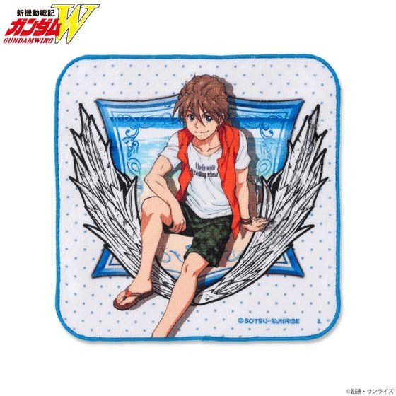 「新機動戦記ガンダムW サマーファッションイラストアイテム タオルハンカチ」880円（税込）（C）創通・サンライズ