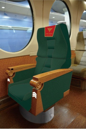 「機動戦士ガンダムUC×特急ラピート 赤い彗星の再来 特急ラピート ネオ・ジオンバージョン」の専用席　(c) 創通・サンライズ