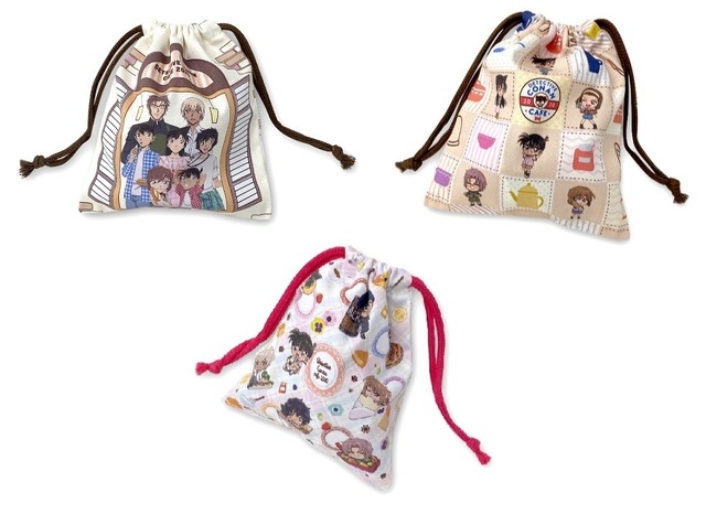 巾着 各750円（税抜）（C）青山剛昌／小学館・読売テレビ・ TMS 1996