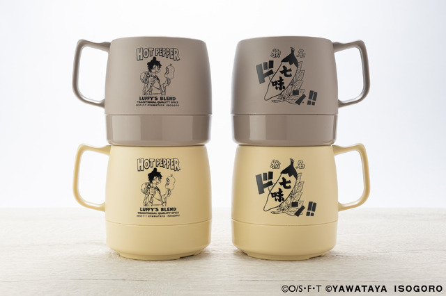 「ワンピース×八幡屋礒五郎 DINEX 8oz.マグ」各1,500円（税別）（C）尾田栄一郎/集英社・フジテレビ・東映アニメーション（C）YAWATAYA ISOGORO