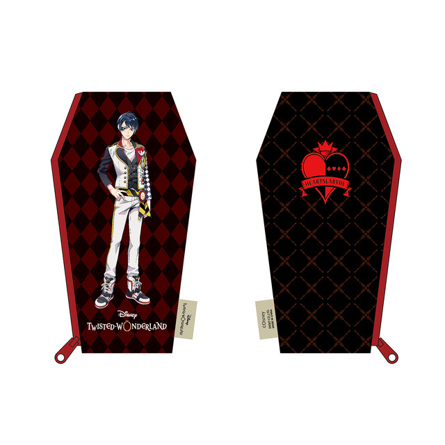 「『ディズニー ツイステッドワンダーランド』きゃらポ シリーズ 棺型ポーチ」各450円（税抜）（Ｃ）Disney