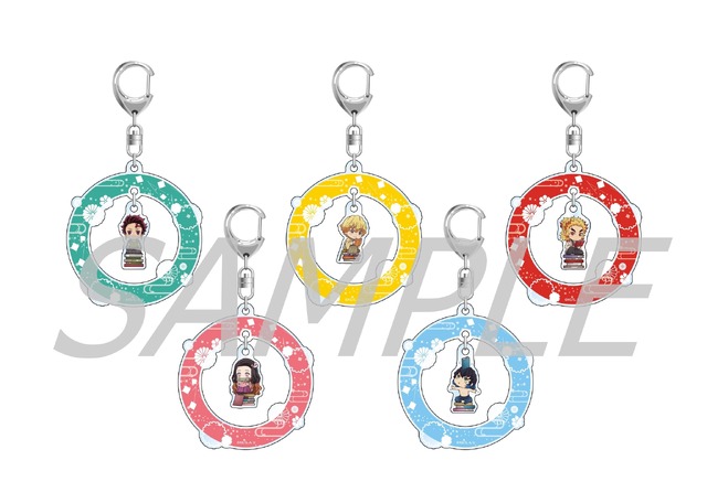 アクリルゆらゆらキーホルダー（炭治郎、禰豆子、善逸、伊之助、煉獄）各880円（税込）（C）吾峠呼世晴／集英社・アニプレックス・ufotable