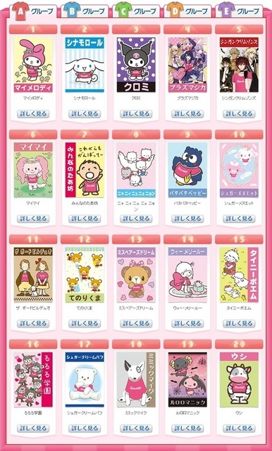 Aグループ　（C)'14  SANRIO CO.,LTD.   （C)2011 tv asahi・SANRIO （C)'08,'14 SANRIO/SEGATOYS   S・S/W・TX・JLPC