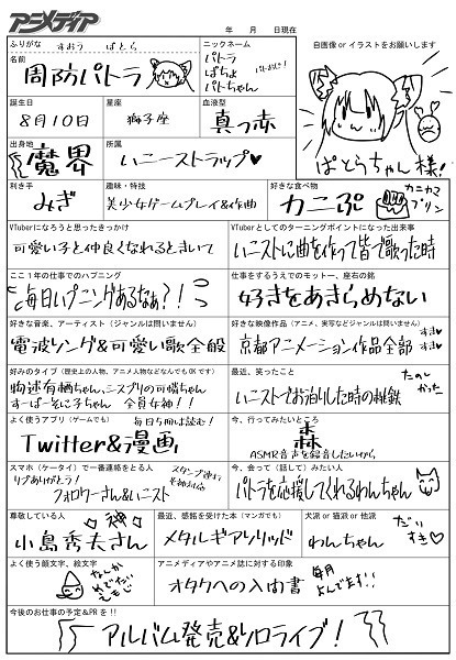 周防パトラプロフィール