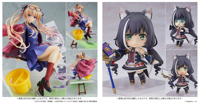 「冴えない彼女の育てかた Fine 澤村・スペンサー・英梨々 私服Ver. 1/7スケール 完成品フィギュア」16,900円(税込)（C） 2019 丸戸史明・深崎暮人・KADOKAWA ファンタジア文庫刊／映画も冴えない製作委員会／「ねんどろいど プリンセスコネクト！Re：Dive キャル」5,800円（税込）（C）Cygames， Inc.