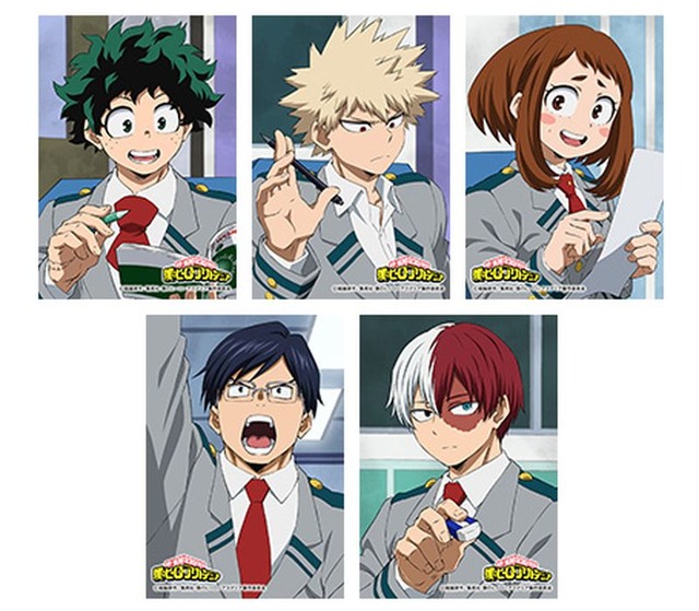 『僕のヒーローアカデミア』エンスカイ 生ブロマイド（全5種／デク、爆豪、お茶子、轟、飯田）各909円（税別）（C）堀越耕平／集英社・僕のヒーローアカデミア製作委員会