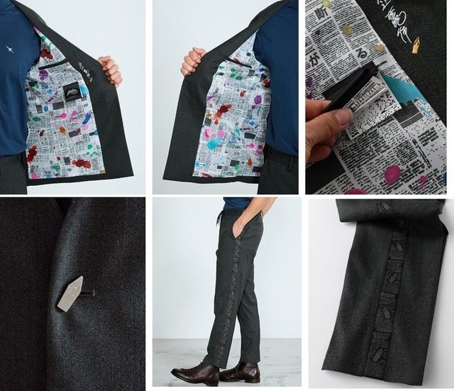 「ジョジョの奇妙な冒険 ダイヤモンドは砕けない スーツ」岸辺露伴モデル・ジャケット 30,800円（税込）／パンツ13,200円（税込）（C）LUCKY LAND COMMUNICATIONS/集英社・ジョジョの奇妙な冒険DU製作委員会