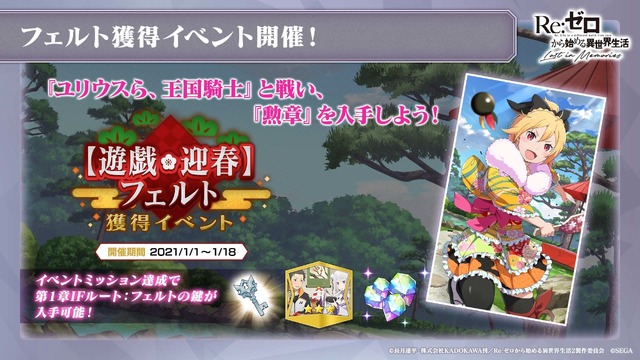 （Ｃ）長月達平・株式会社KADOKAWA刊／Re:ゼロから始める異世界生活2製作委員会　（Ｃ）SEGA