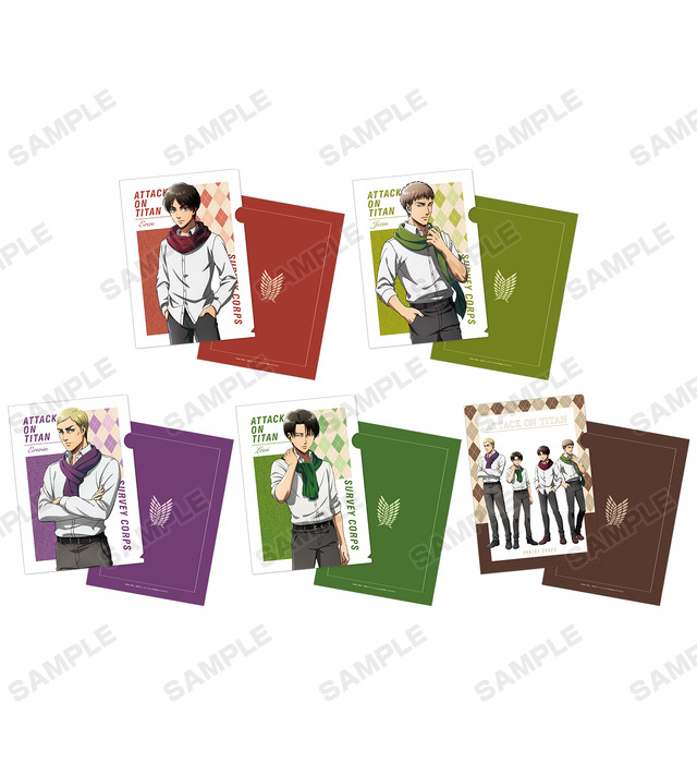描き下ろしイラスト マフラー着用ver. クリアファイル（全5種）各400円（税別）（C）諫山創・講談社／「進撃の巨人」The Final Season製作委員会 （R）KODANSHA