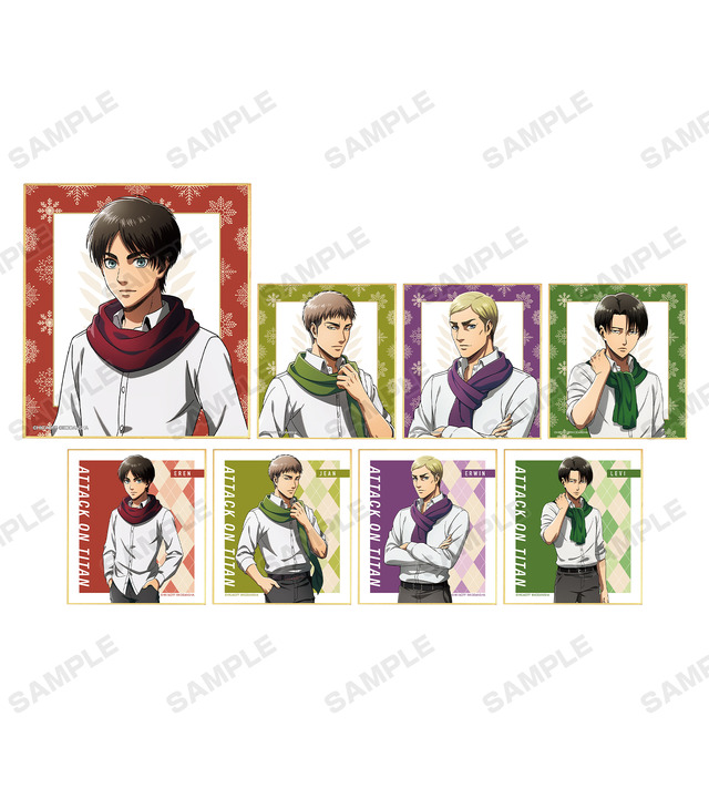 描き下ろしイラスト マフラー着用ver. トレーディングミニ色紙（全8種）単品：500円（税別）/BOX：4,000円（税別）（C）諫山創・講談社／「進撃の巨人」The Final Season製作委員会 （R）KODANSHA