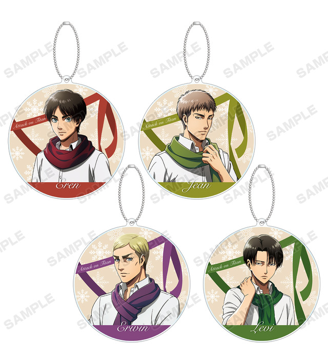 描き下ろしイラスト マフラー着用ver. BIGアクリルキーホルダー（全4種）各1,000円（税別）（C）諫山創・講談社／「進撃の巨人」The Final Season製作委員会 （R）KODANSHA