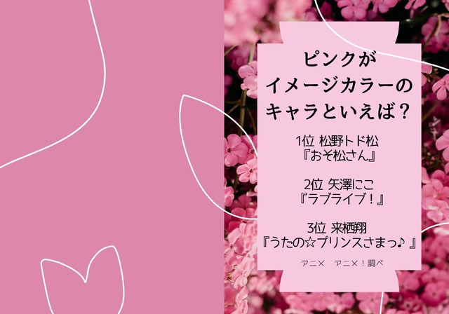 [ピンクがイメージカラーのキャラといえば？]TOP３