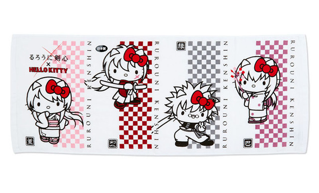 「るろうに剣心×ハローキティ」手ぬぐい風タオル 1,430円（税込）（C）和月伸宏／集英社（C）2020 映画「るろうに剣心 最終章 The Final/The Beginning 」製作委員会