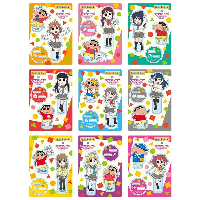 「『クレヨンしんちゃん』『ラブライブ！サンシャイン!!』アクリルスタンド：全9種 / 各1,650円（税込）」(C)臼井儀人／双葉社・シンエイ・テレビ朝日・ADK 2021(C)2017 プロジェクトラブライブ！サンシャイン!!