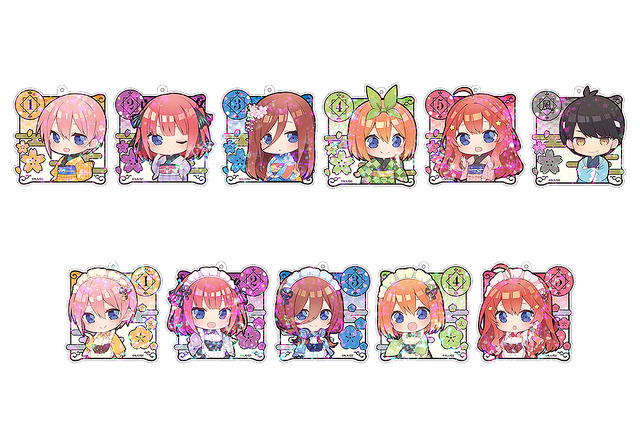 「五等分の花嫁∬ リアルシスターズウォー・again」コラボグッズ一例＝トレーディングホロアクリルキーホルダー（C）春場ねぎ・講談社／「五等分の花嫁∬」製作委員会