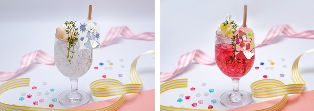 「ゾンビランドサガ リベンジ カフェ」昭和アイドルのライチソーダ／花魁のベリーソーダ（C）ゾンビランドサガ リベンジ製作委員会