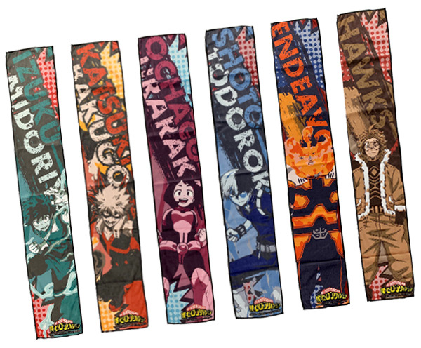 僕のヒーローアカデミア マフラータオル／各 2,200円（税込）（C）堀越耕平／集英社・僕のヒーローアカデミア製作委員会