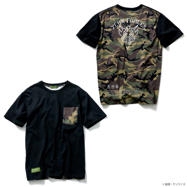 STRICT-G.ARMS『機動戦士ガンダム』 カモフラージュ切替ポケットＴシャツ ZEON FORCES 7,480円(税込)（C）創通・サンライズ